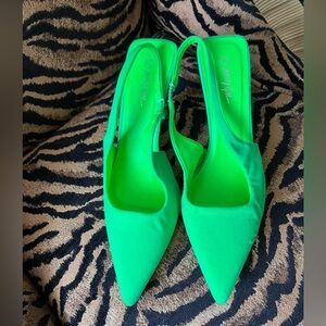 Nasty Gal Neon Green SlingBack Mules
